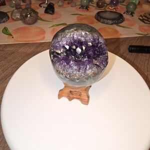 Amethyst agate crystal cluster pac man spehere